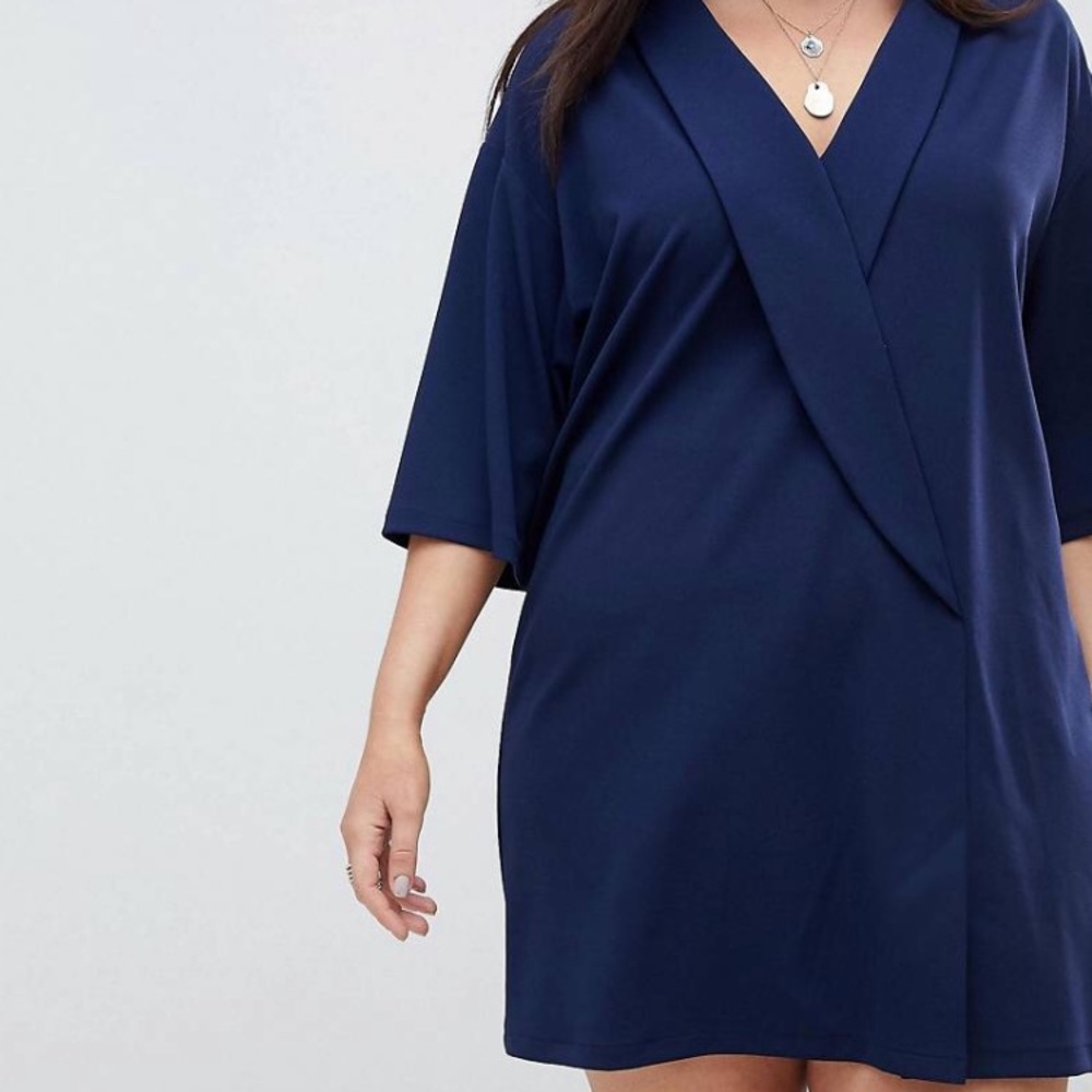 NWT ASOS navy tuxedo style dress